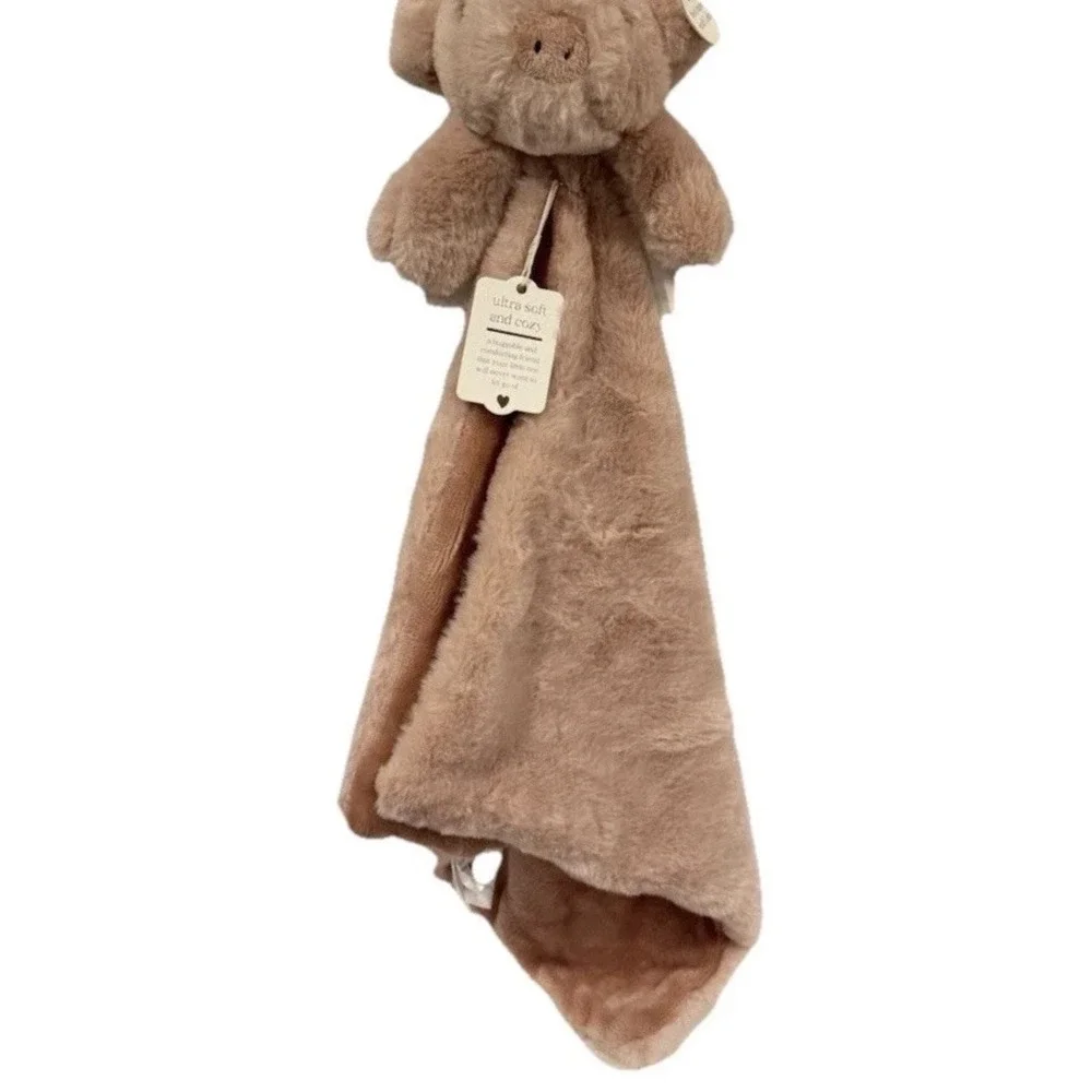 Baby Pink Pig Lovey Farm Animal Plush Newborn Rosette Security Blanket Toy NWT - Picture 4 of 6